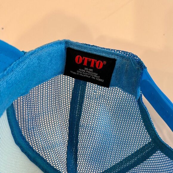 Custom OTTO Blue and White Trucker Hat with Colorful Patches peace!!! - Picture 4 of 5